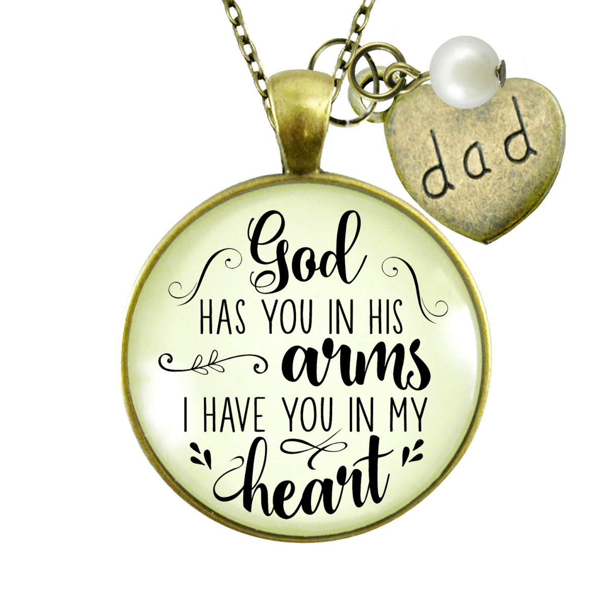 Gutsy Goodness Dad Memorial Necklace God Has You In His Arms Father Heart Charm Remembrance Gift - Gutsy Goodness;Dad Memorial Necklace God Has You In His Arms Father Heart Charm Remembrance Gift - Gutsy Goodness Handmade Jewelry Gifts