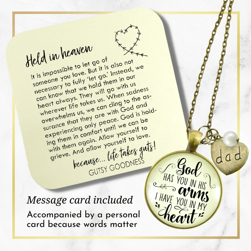 Gutsy Goodness Dad Memorial Necklace God Has You In His Arms Father Heart Charm Remembrance Gift - Gutsy Goodness;Dad Memorial Necklace God Has You In His Arms Father Heart Charm Remembrance Gift - Gutsy Goodness Handmade Jewelry Gifts