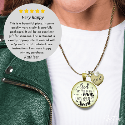 Gutsy Goodness Dad Memorial Necklace God Has You In His Arms Father Heart Charm Remembrance Gift - Gutsy Goodness;Dad Memorial Necklace God Has You In His Arms Father Heart Charm Remembrance Gift - Gutsy Goodness Handmade Jewelry Gifts