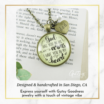 Gutsy Goodness Dad Memorial Necklace God Has You In His Arms Father Heart Charm Remembrance Gift - Gutsy Goodness;Dad Memorial Necklace God Has You In His Arms Father Heart Charm Remembrance Gift - Gutsy Goodness Handmade Jewelry Gifts