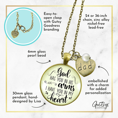 Gutsy Goodness Dad Memorial Necklace God Has You In His Arms Father Heart Charm Remembrance Gift - Gutsy Goodness;Dad Memorial Necklace God Has You In His Arms Father Heart Charm Remembrance Gift - Gutsy Goodness Handmade Jewelry Gifts