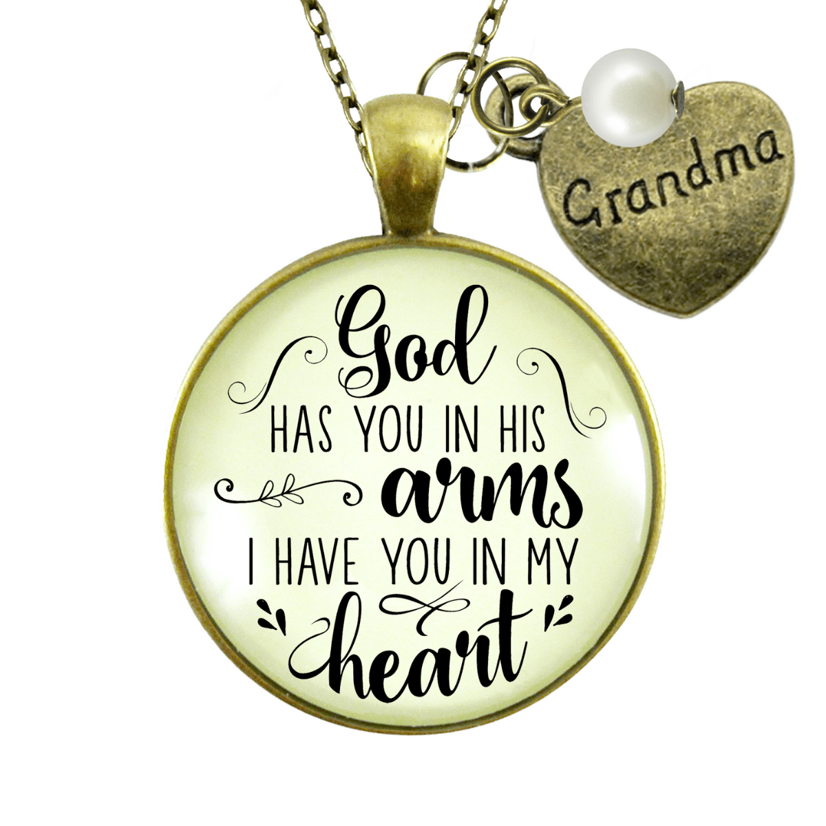 Gutsy Goodness Grandma Memorial Necklace God Has You In His Arms Grandmother Heart Gift - Gutsy Goodness;Grandma Memorial Necklace God Has You In His Arms Grandmother Heart Gift - Gutsy Goodness Handmade Jewelry Gifts