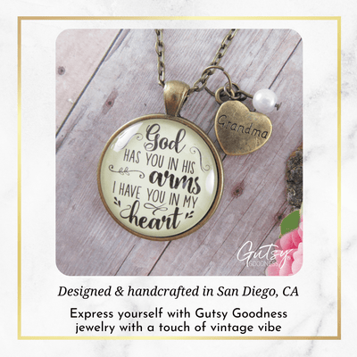 Gutsy Goodness Grandma Memorial Necklace God Has You In His Arms Grandmother Heart Gift - Gutsy Goodness;Grandma Memorial Necklace God Has You In His Arms Grandmother Heart Gift - Gutsy Goodness Handmade Jewelry Gifts