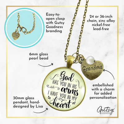 Gutsy Goodness Grandma Memorial Necklace God Has You In His Arms Grandmother Heart Gift - Gutsy Goodness;Grandma Memorial Necklace God Has You In His Arms Grandmother Heart Gift - Gutsy Goodness Handmade Jewelry Gifts