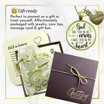 Gutsy Goodness Grandma Memorial Necklace God Has You In His Arms Grandmother Heart Gift - Gutsy Goodness;Grandma Memorial Necklace God Has You In His Arms Grandmother Heart Gift - Gutsy Goodness Handmade Jewelry Gifts