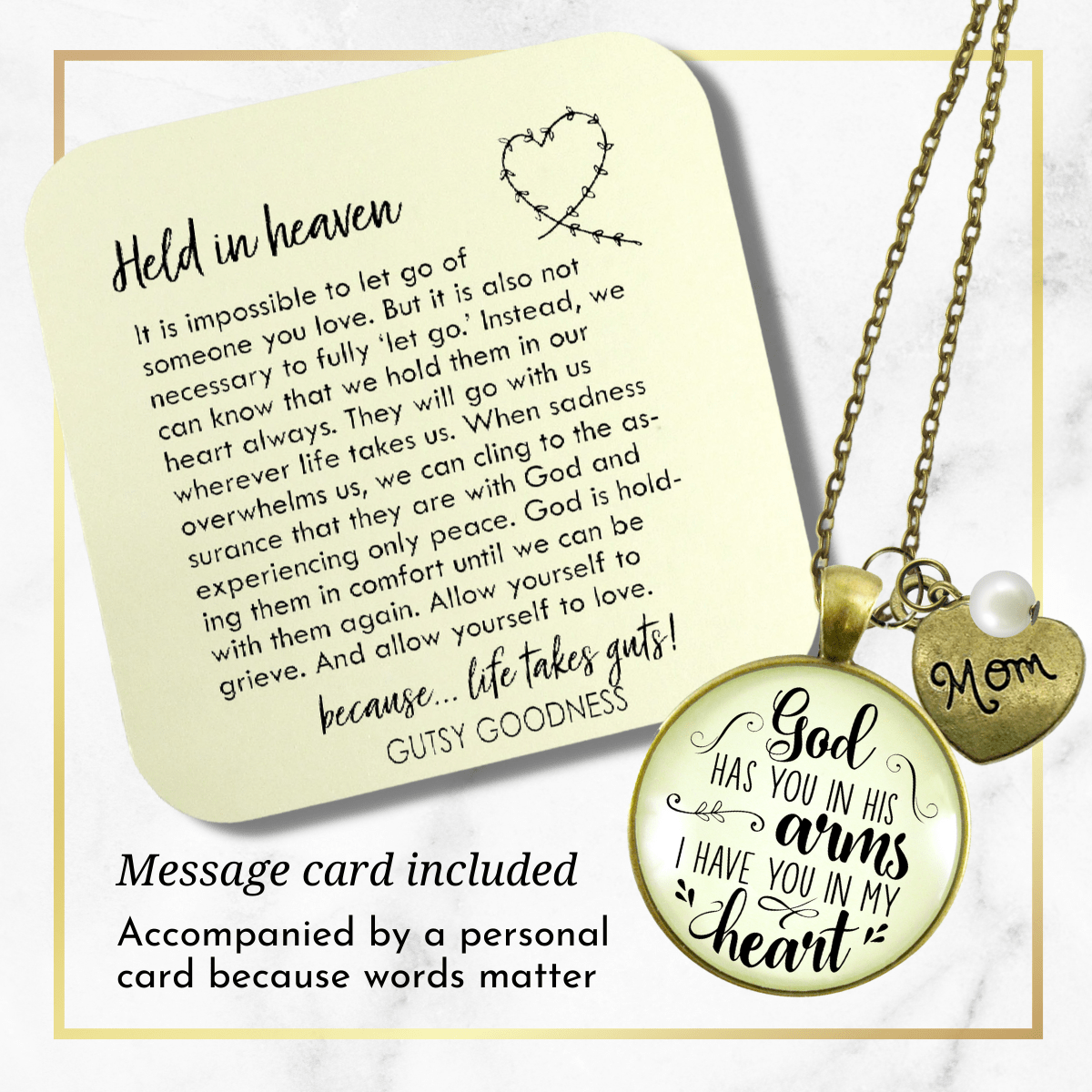 Gutsy Goodness Mom Memorial Necklace God Has You In His Arms Mother Heart Charm Remembrance Gift - Gutsy Goodness;Mom Memorial Necklace God Has You In His Arms Mother Heart Charm Remembrance Gift - Gutsy Goodness Handmade Jewelry Gifts