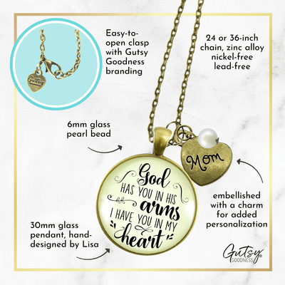 Gutsy Goodness Mom Memorial Necklace God Has You In His Arms Mother Heart Charm Remembrance Gift - Gutsy Goodness;Mom Memorial Necklace God Has You In His Arms Mother Heart Charm Remembrance Gift - Gutsy Goodness Handmade Jewelry Gifts