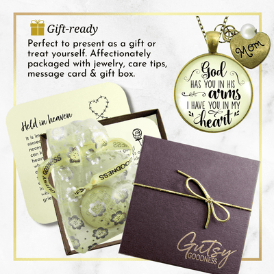 Gutsy Goodness Mom Memorial Necklace God Has You In His Arms Mother Heart Charm Remembrance Gift - Gutsy Goodness;Mom Memorial Necklace God Has You In His Arms Mother Heart Charm Remembrance Gift - Gutsy Goodness Handmade Jewelry Gifts