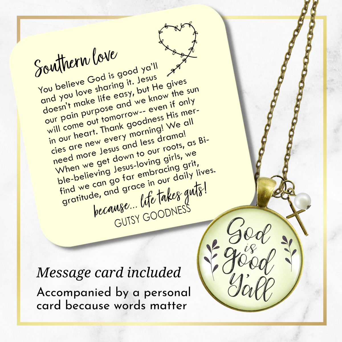 Gutsy Goodness God is Good Y'all Country Necklace Faith Jewelry Cross Charm - Gutsy Goodness Handmade Jewelry;God Is Good Y'all Country Necklace Faith Jewelry Cross Charm - Gutsy Goodness Handmade Jewelry Gifts