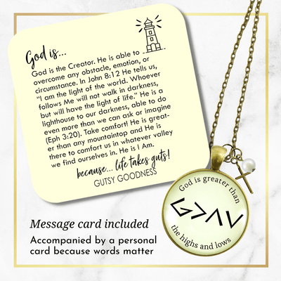 Gutsy Goodness God is Greater Than Highs Lows Christian Necklace Jewelry Cross Charm - Gutsy Goodness Handmade Jewelry;God Is Greater Than Highs Lows Christian Necklace Jewelry Cross Charm - Gutsy Goodness Handmade Jewelry Gifts