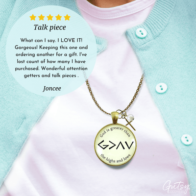 Gutsy Goodness God is Greater Than Highs Lows Christian Necklace Jewelry Cross Charm - Gutsy Goodness Handmade Jewelry;God Is Greater Than Highs Lows Christian Necklace Jewelry Cross Charm - Gutsy Goodness Handmade Jewelry Gifts