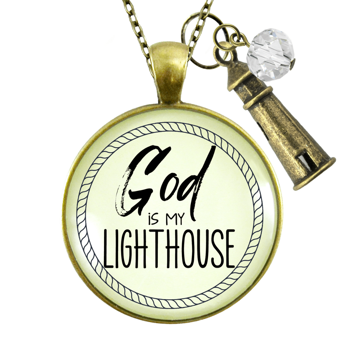 Gutsy Goodness God is My Lighthouse Necklace Faith Nautical Womens Christian Jewelry - Gutsy Goodness;God Is My Lighthouse Necklace Faith Nautical Womens Christian Jewelry - Gutsy Goodness Handmade Jewelry Gifts