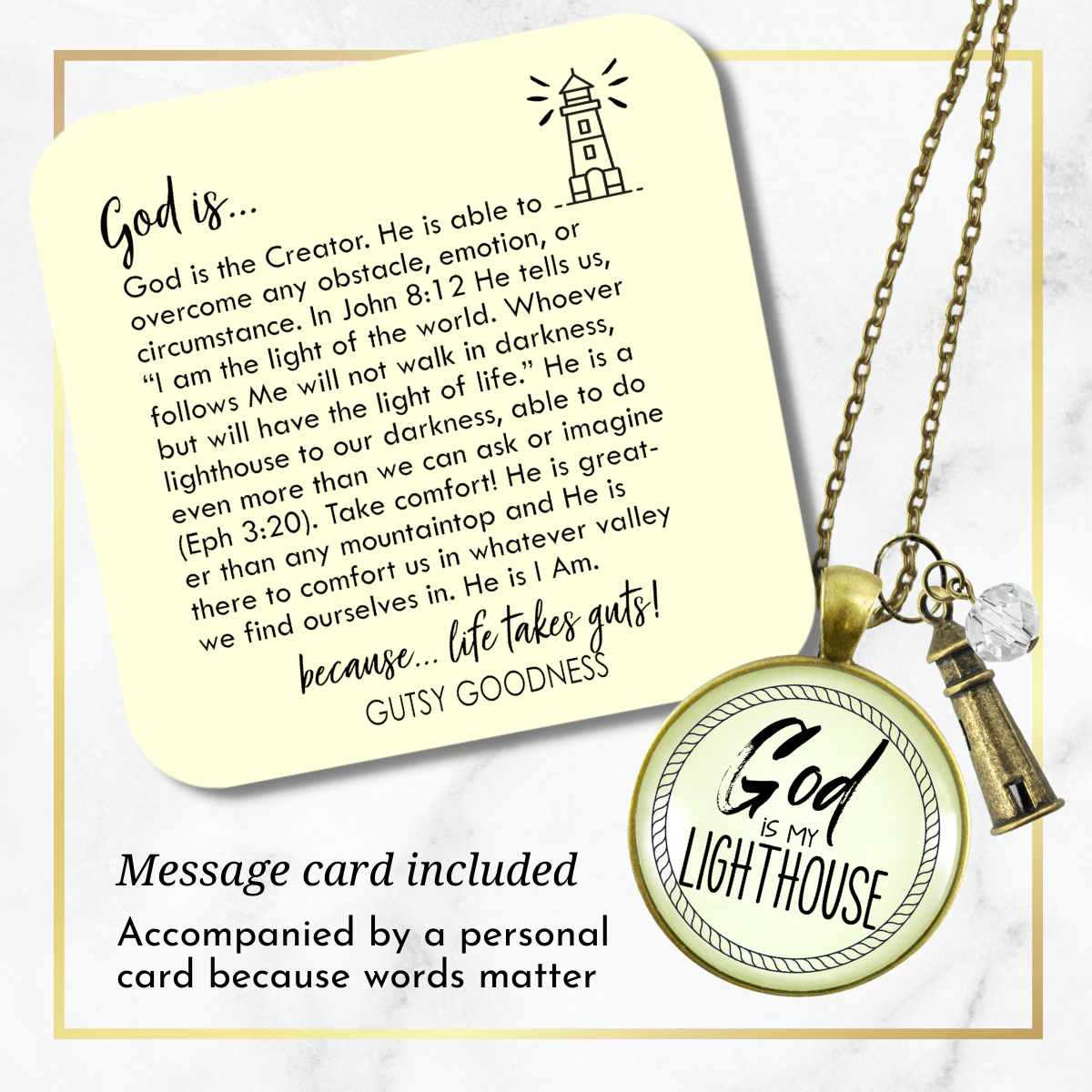 Gutsy Goodness God is My Lighthouse Necklace Faith Nautical Womens Christian Jewelry - Gutsy Goodness;God Is My Lighthouse Necklace Faith Nautical Womens Christian Jewelry - Gutsy Goodness Handmade Jewelry Gifts