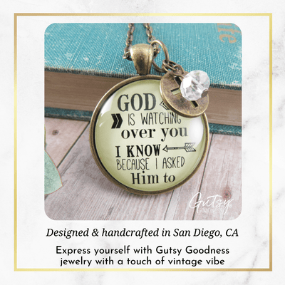 Gutsy Goodness Faith Necklace He is Watching Over You Vintage Charm Jewelry - Gutsy Goodness;Faith Necklace He Is Watching Over You Vintage Charm Jewelry - Gutsy Goodness Handmade Jewelry Gifts