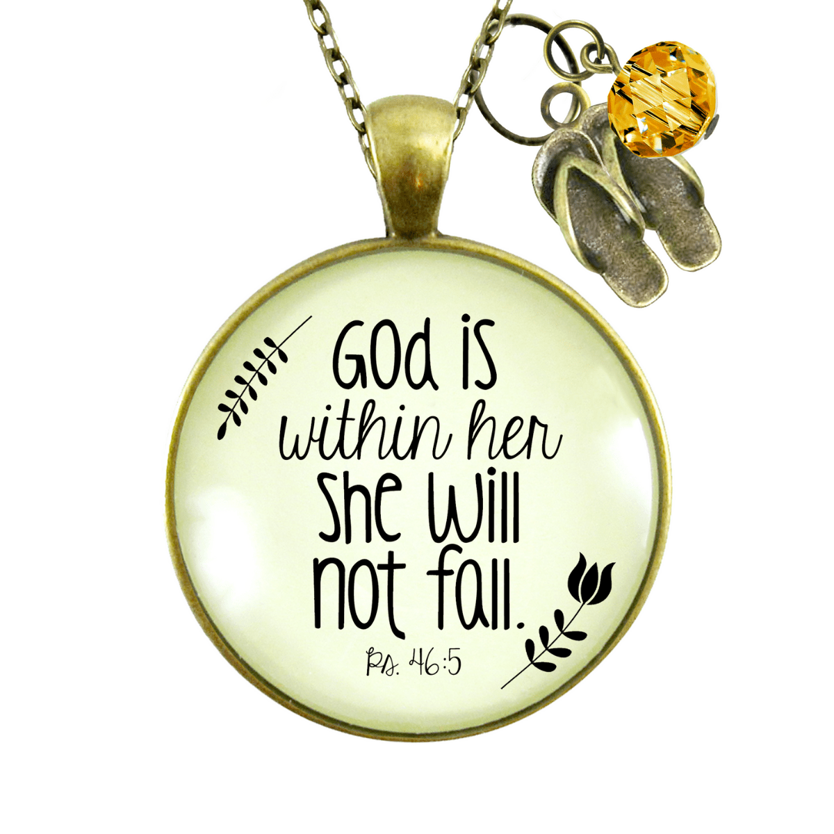 Gutsy Goodness God is Within Her Necklace Faith Psalm Trendy Jewelry Flip Flop Charm - Gutsy Goodness Handmade Jewelry;God Is Within Her Necklace Faith Psalm Trendy Jewelry Flip Flop Charm - Gutsy Goodness Handmade Jewelry Gifts