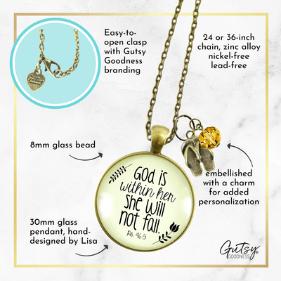 Gutsy Goodness God is Within Her Necklace Faith Psalm Trendy Jewelry Flip Flop Charm - Gutsy Goodness Handmade Jewelry;God Is Within Her Necklace Faith Psalm Trendy Jewelry Flip Flop Charm - Gutsy Goodness Handmade Jewelry Gifts