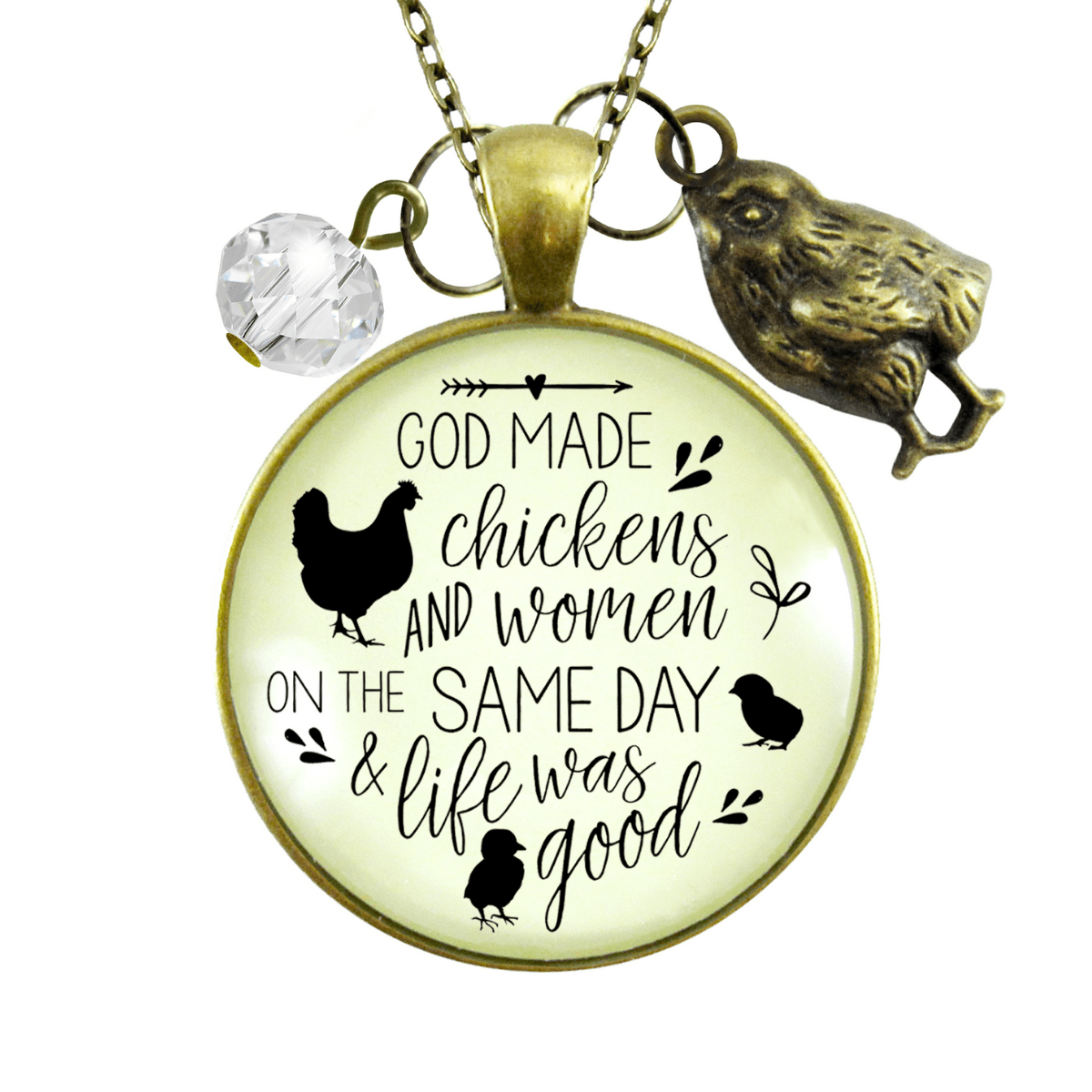 Gutsy Goodness Chicken Necklace Funny God Made Chickens and Women It Was Good - Gutsy Goodness Handmade Jewelry;Chicken Necklace Funny God Made Chickens And Women It Was Good - Gutsy Goodness Handmade Jewelry Gifts
