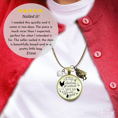 Gutsy Goodness Chicken Necklace Funny God Made Chickens and Women It Was Good - Gutsy Goodness Handmade Jewelry;Chicken Necklace Funny God Made Chickens And Women It Was Good - Gutsy Goodness Handmade Jewelry Gifts