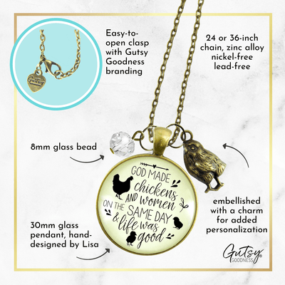 Gutsy Goodness Chicken Necklace Funny God Made Chickens and Women It Was Good - Gutsy Goodness Handmade Jewelry;Chicken Necklace Funny God Made Chickens And Women It Was Good - Gutsy Goodness Handmade Jewelry Gifts