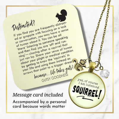 Gutsy Goodness Squirrel Necklace ADHD Funny Listening Focus Jewelry Animal Charm - Gutsy Goodness Handmade Jewelry;Squirrel Necklace Adhd Funny Listening Focus Jewelry Animal Charm - Gutsy Goodness Handmade Jewelry Gifts