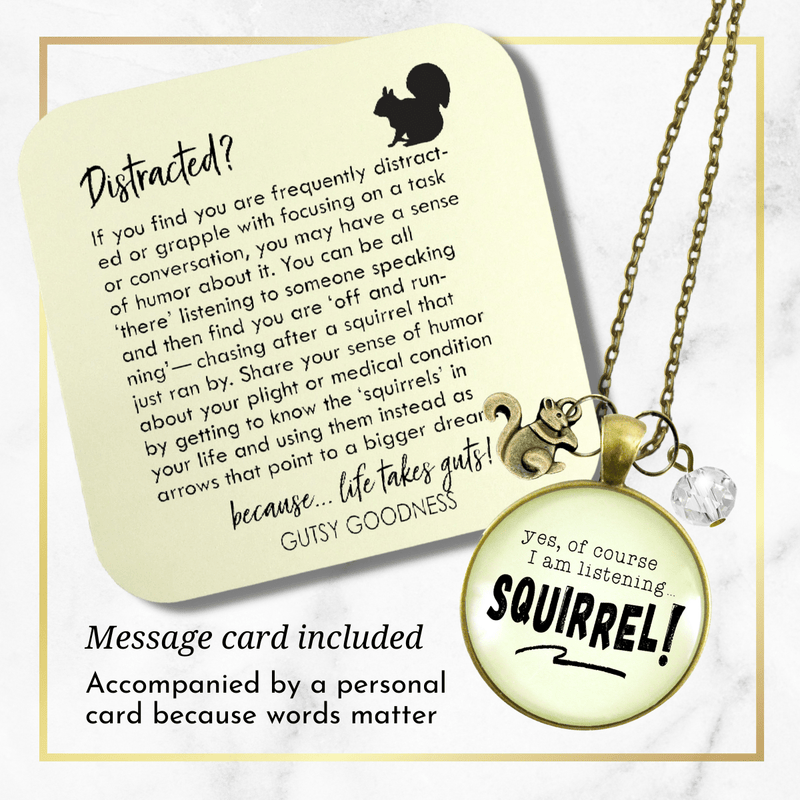 Gutsy Goodness Squirrel Necklace ADHD Funny Listening Focus Jewelry Animal Charm - Gutsy Goodness Handmade Jewelry;Squirrel Necklace Adhd Funny Listening Focus Jewelry Animal Charm - Gutsy Goodness Handmade Jewelry Gifts