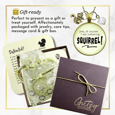 Gutsy Goodness Squirrel Necklace ADHD Funny Listening Focus Jewelry Animal Charm - Gutsy Goodness Handmade Jewelry;Squirrel Necklace Adhd Funny Listening Focus Jewelry Animal Charm - Gutsy Goodness Handmade Jewelry Gifts