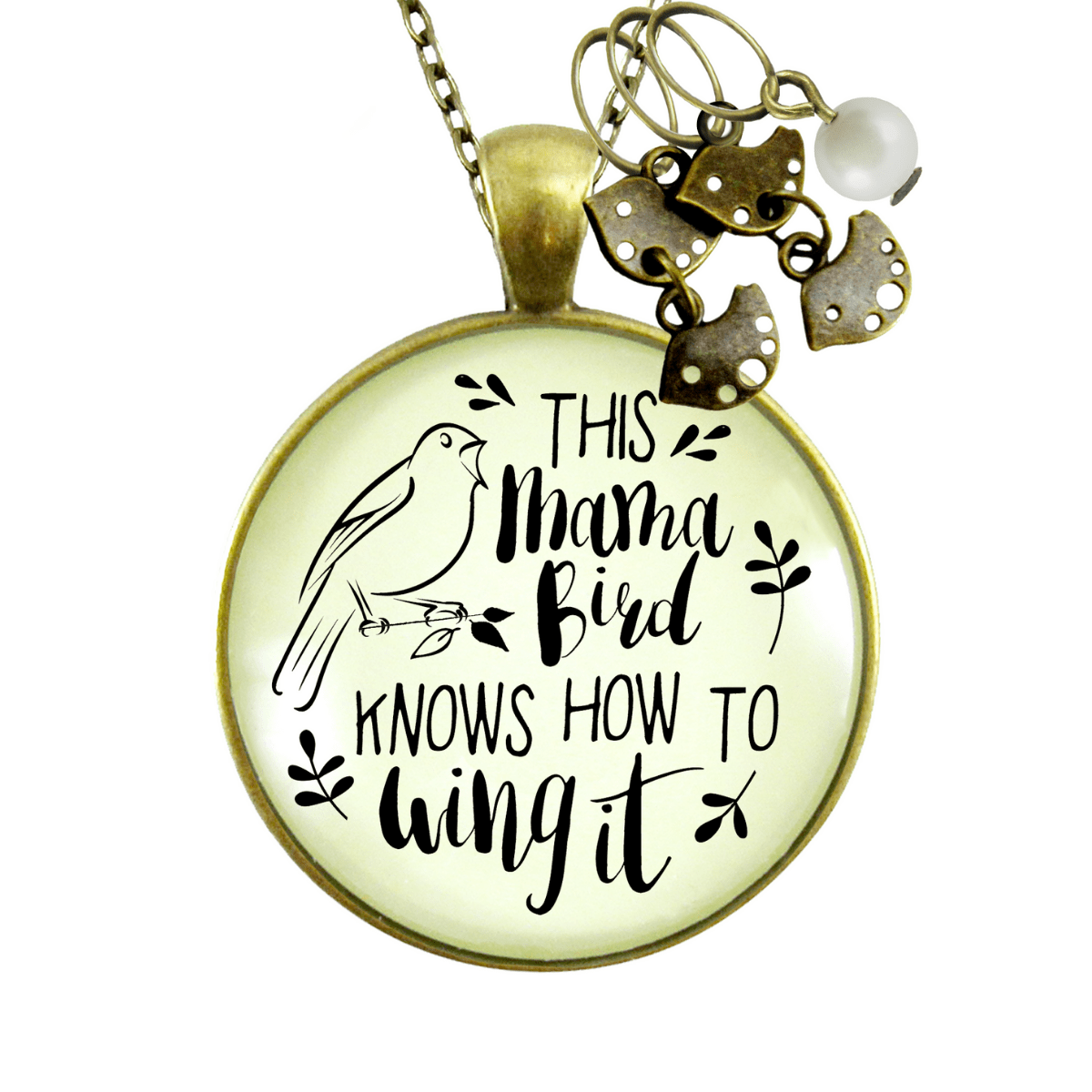Mama Bird Necklace 4 Kids Wings It Baby Bird Charm Gift Mom Jewelry - Gutsy Goodness;Mama Bird Necklace 4 Kids Wings It Baby Bird Charm Gift Mom Jewelry - Gutsy Goodness Handmade Jewelry Gifts