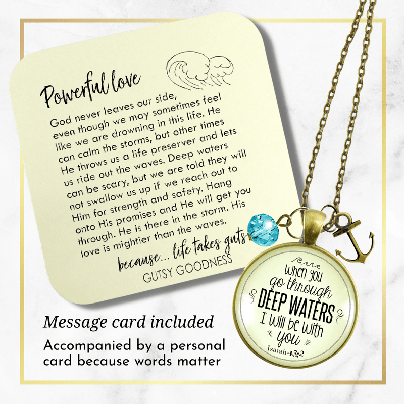 Anchor Necklace Deep Waters Faith Inspired Life Verse Womens Jewelry Gift - Gutsy Goodness