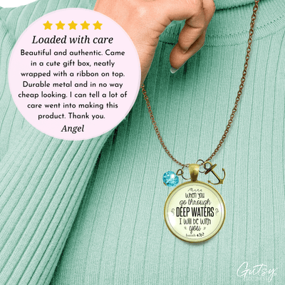 Anchor Necklace Deep Waters Faith Inspired Life Verse Womens Jewelry Gift - Gutsy Goodness