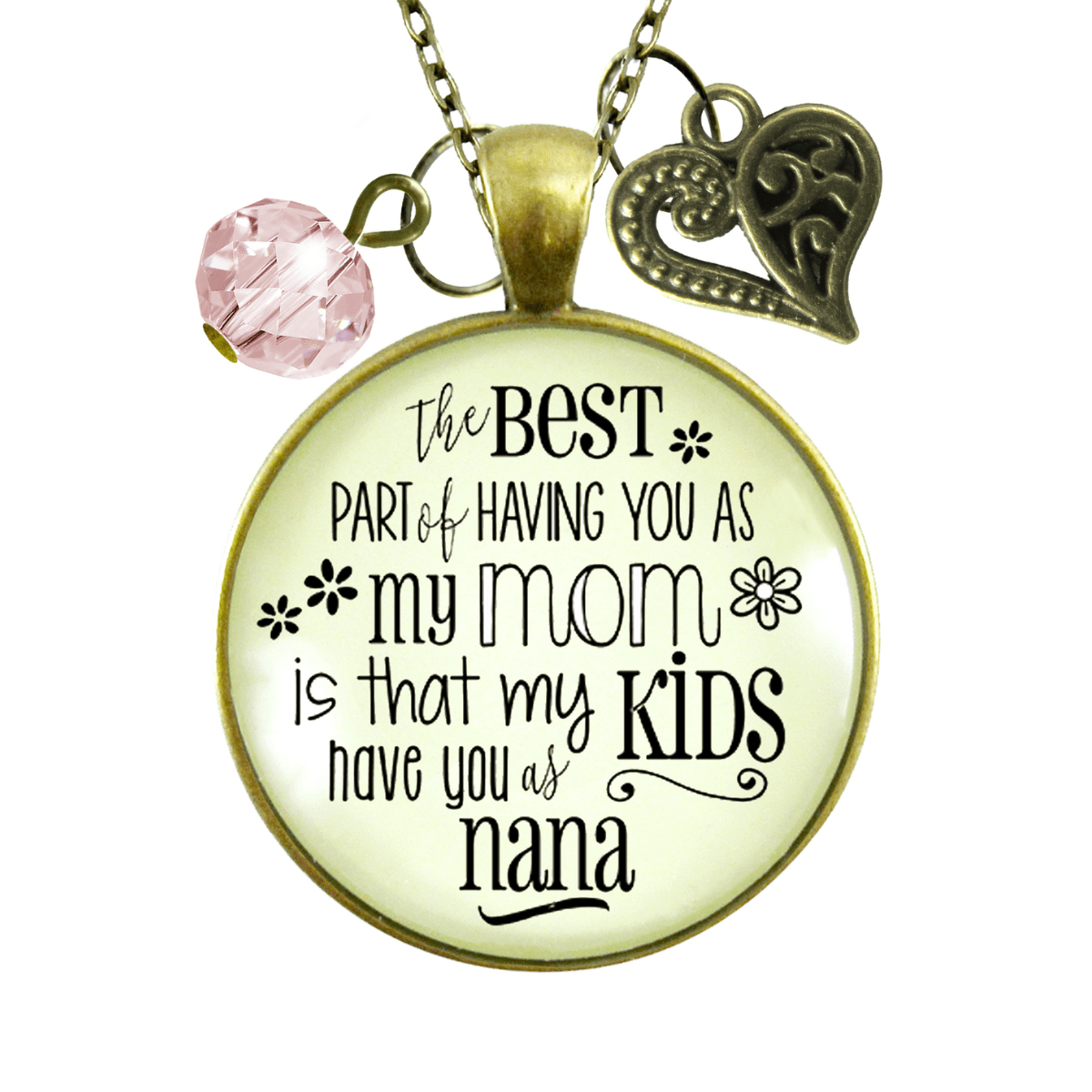 Gutsy Goodness Nana Necklace Best Part You as Mom Kids Grandma Jewelry Gift From Daughter - Gutsy Goodness Handmade Jewelry;The Best Part Of Having You As My Mom - Nana - Kids - Heart - Gutsy Goodness Handmade Jewelry Gifts