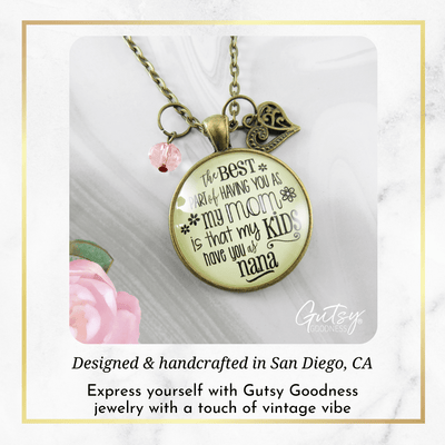 Gutsy Goodness Nana Necklace Best Part You as Mom Kids Grandma Jewelry Gift From Daughter - Gutsy Goodness Handmade Jewelry;The Best Part Of Having You As My Mom - Nana - Kids - Heart - Gutsy Goodness Handmade Jewelry Gifts