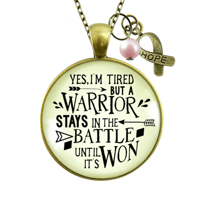 Gutsy Goodness Breast Cancer Necklace Yes I Am Tired But A Warrior Gift Survivor Pink Charm - Gutsy Goodness Handmade Jewelry;Breast Cancer Necklace Yes I Am Tired But A Warrior Gift Survivor Pink Charm - Gutsy Goodness Handmade Jewelry Gifts
