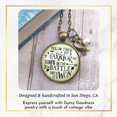 Gutsy Goodness Breast Cancer Necklace Yes I Am Tired But A Warrior Gift Survivor Pink Charm - Gutsy Goodness Handmade Jewelry;Breast Cancer Necklace Yes I Am Tired But A Warrior Gift Survivor Pink Charm - Gutsy Goodness Handmade Jewelry Gifts