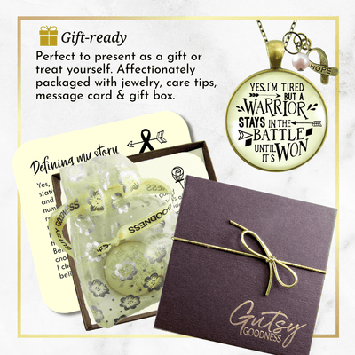 Gutsy Goodness Breast Cancer Necklace Yes I Am Tired But A Warrior Gift Survivor Pink Charm - Gutsy Goodness Handmade Jewelry;Breast Cancer Necklace Yes I Am Tired But A Warrior Gift Survivor Pink Charm - Gutsy Goodness Handmade Jewelry Gifts