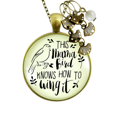 Mama Bird Necklace 5 Kids Wings It Baby Bird Charm Gift Mom Jewelry  Necklace - Gutsy Goodness Handmade Jewelry