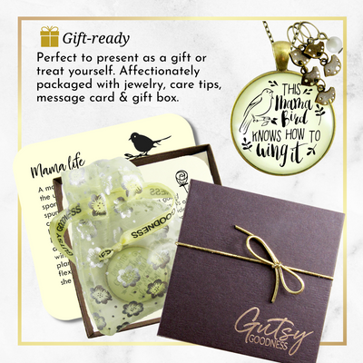 Mama Bird Necklace 5 Kids Wings It Baby Bird Charm Gift Mom Jewelry  Necklace - Gutsy Goodness Handmade Jewelry