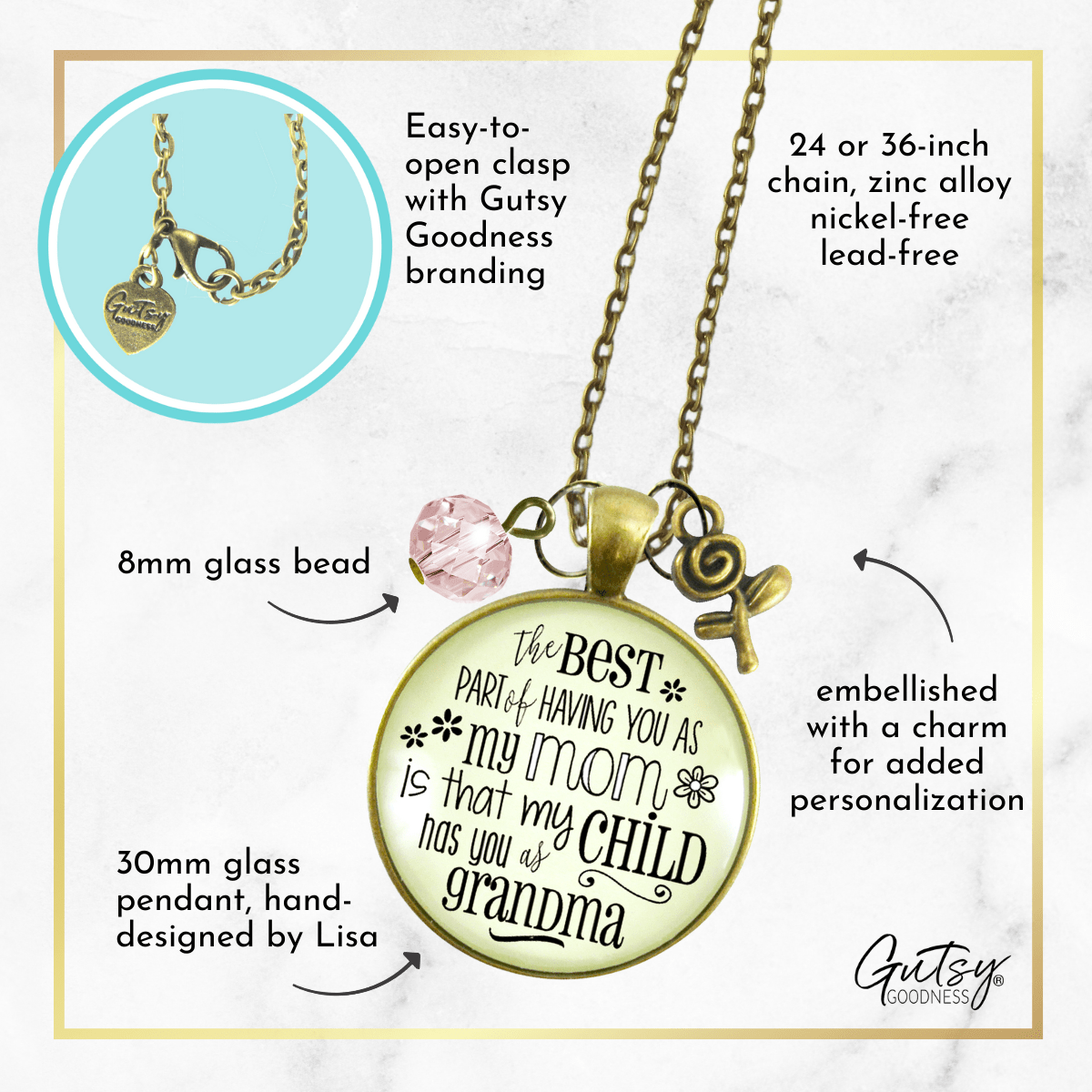 Gutsy Goodness Grandma Necklace Best Part You as Mom Child Jewelry Gift Daughter - Gutsy Goodness Handmade Jewelry;Grandma Necklace Best Part You As Mom Child Jewelry Gift Daughter - Gutsy Goodness Handmade Jewelry Gifts