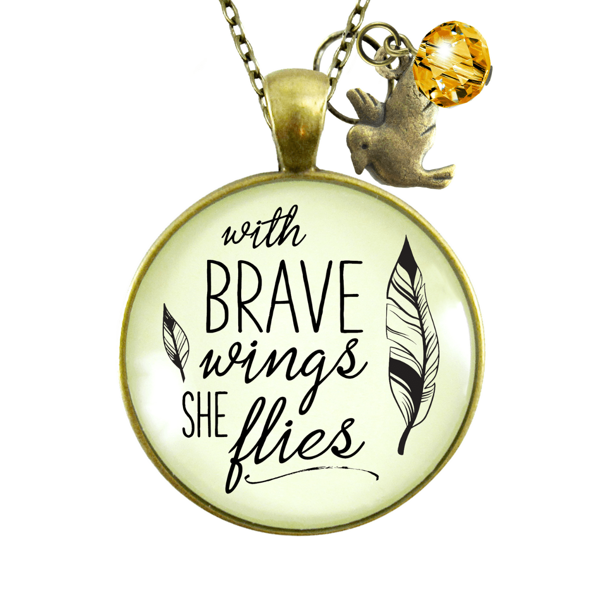 Gutsy Goodness Strong Women Necklace With Brave Wings She Flies Mantra Jewelry - Gutsy Goodness Handmade Jewelry;Strong Women Necklace With Brave Wings She Flies Mantra Jewelry - Gutsy Goodness Handmade Jewelry Gifts