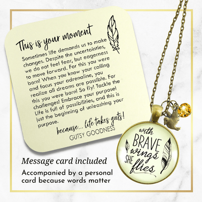 Gutsy Goodness Strong Women Necklace With Brave Wings She Flies Mantra Jewelry - Gutsy Goodness Handmade Jewelry;Strong Women Necklace With Brave Wings She Flies Mantra Jewelry - Gutsy Goodness Handmade Jewelry Gifts