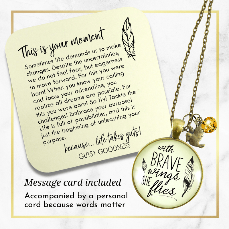 Gutsy Goodness Strong Women Necklace With Brave Wings She Flies Mantra Jewelry - Gutsy Goodness Handmade Jewelry;Strong Women Necklace With Brave Wings She Flies Mantra Jewelry - Gutsy Goodness Handmade Jewelry Gifts