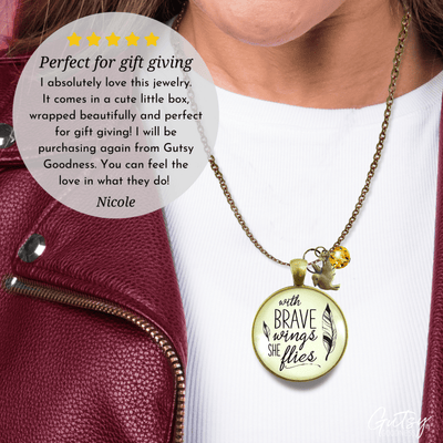 Gutsy Goodness Strong Women Necklace With Brave Wings She Flies Mantra Jewelry - Gutsy Goodness Handmade Jewelry;Strong Women Necklace With Brave Wings She Flies Mantra Jewelry - Gutsy Goodness Handmade Jewelry Gifts