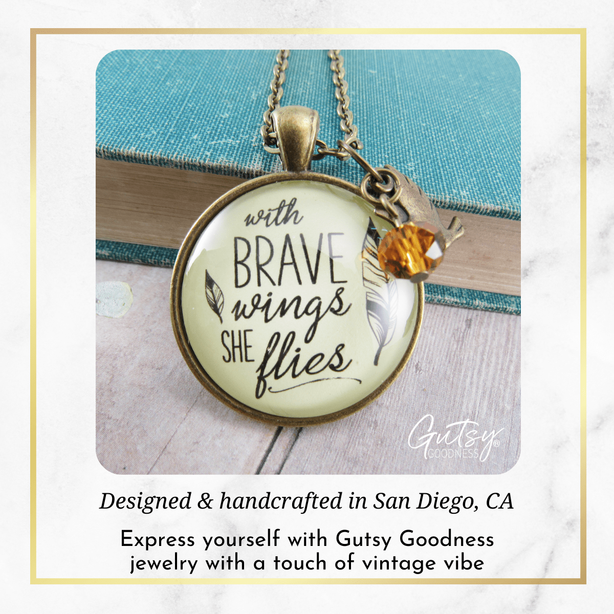 Gutsy Goodness Strong Women Necklace With Brave Wings She Flies Mantra Jewelry - Gutsy Goodness Handmade Jewelry;Strong Women Necklace With Brave Wings She Flies Mantra Jewelry - Gutsy Goodness Handmade Jewelry Gifts