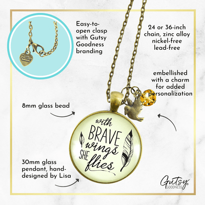 Gutsy Goodness Strong Women Necklace With Brave Wings She Flies Mantra Jewelry - Gutsy Goodness Handmade Jewelry;Strong Women Necklace With Brave Wings She Flies Mantra Jewelry - Gutsy Goodness Handmade Jewelry Gifts