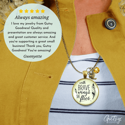 Gutsy Goodness Strong Women Necklace With Brave Wings She Flies Mantra Jewelry - Gutsy Goodness Handmade Jewelry;Strong Women Necklace With Brave Wings She Flies Mantra Jewelry - Gutsy Goodness Handmade Jewelry Gifts