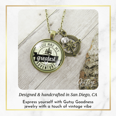 Gutsy Goodness You are My Greatest Adventure Compass Necklace Romantic Couple Gift - Gutsy Goodness;You Are My Greatest Adventure Compass Necklace Romantic Couple Gift - Gutsy Goodness Handmade Jewelry Gifts