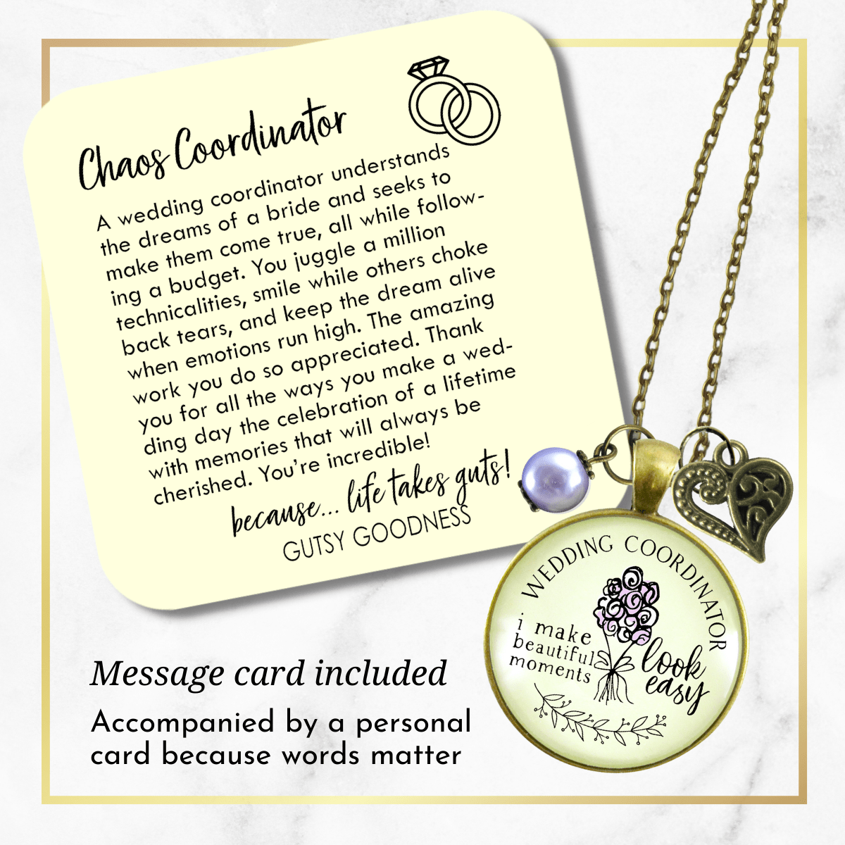 Gutsy Goodness Wedding Coordinator Necklace Beautiful Moment Gift from Bride Groom - Gutsy Goodness Handmade Jewelry;Wedding Coordinator Necklace Beautiful Moment Gift From Bride Groom - Gutsy Goodness Handmade Jewelry Gifts