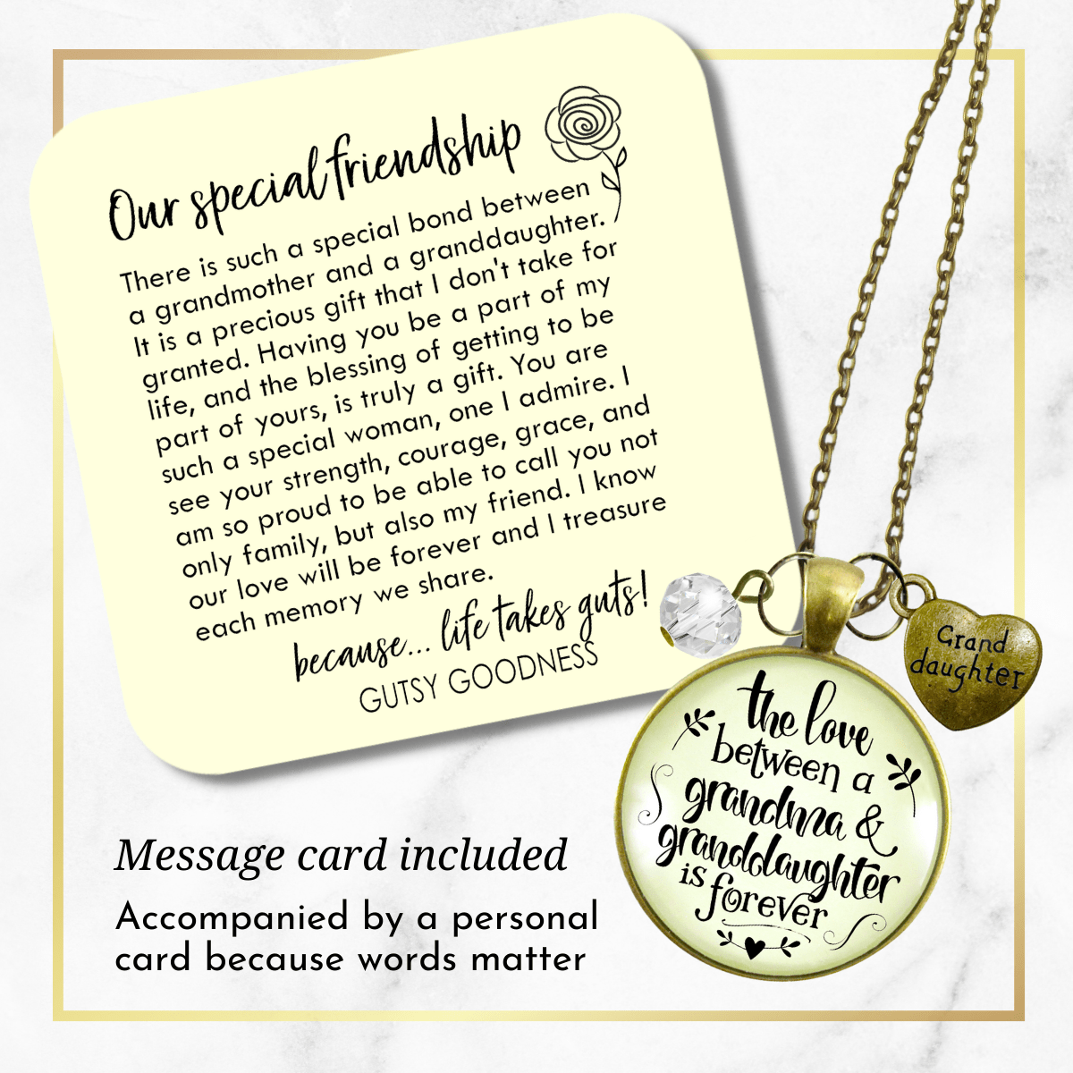 Gutsy Goodness To Granddaughter Necklace Love Between A Grandma Is Forever Quote Jewelry Gift - Gutsy Goodness Handmade Jewelry;To Granddaughter Necklace Love Between A Grandma Is Forever Quote Jewelry Gift - Gutsy Goodness Handmade Jewelry Gifts