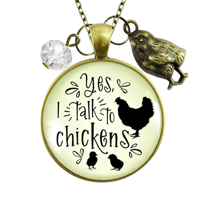 Gutsy Goodness Chicken Mom Necklace Yes I Talk To Chickens Novelty Gift Farm Life Inspired - Gutsy Goodness;Chicken Mom Necklace Yes I Talk To Chickens Novelty Gift Farm Life Inspired - Gutsy Goodness Handmade Jewelry Gifts