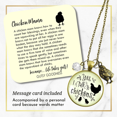 Gutsy Goodness Chicken Mom Necklace Yes I Talk To Chickens Novelty Gift Farm Life Inspired - Gutsy Goodness;Chicken Mom Necklace Yes I Talk To Chickens Novelty Gift Farm Life Inspired - Gutsy Goodness Handmade Jewelry Gifts