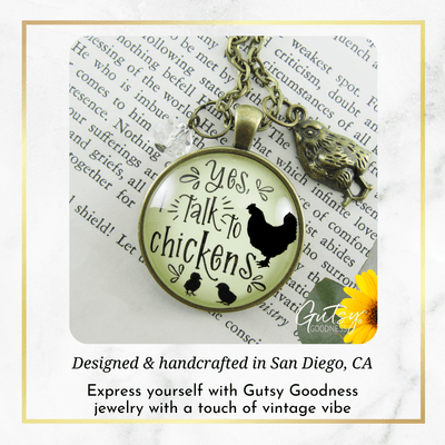 Gutsy Goodness Chicken Mom Necklace Yes I Talk To Chickens Novelty Gift Farm Life Inspired - Gutsy Goodness;Chicken Mom Necklace Yes I Talk To Chickens Novelty Gift Farm Life Inspired - Gutsy Goodness Handmade Jewelry Gifts